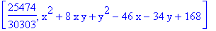 [25474/30303, x^2+8*x*y+y^2-46*x-34*y+168]